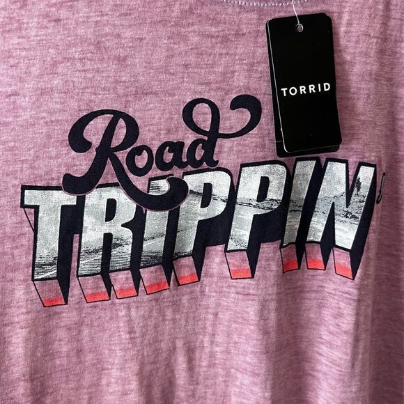 Torrid Road Trippin' Mauve Pink Tie Front Tee size 00 (M/L) - Picture 6 of 16